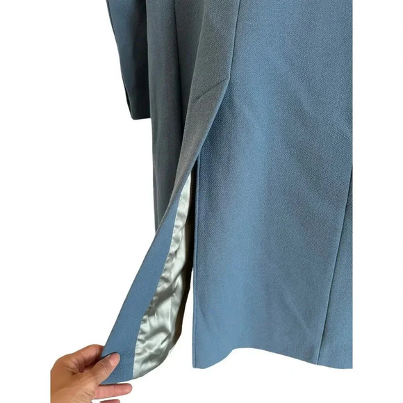 J.Crew lady day topcoat Blue Wool Collard Long Overcoat Size 4 - Picture 3 of 13